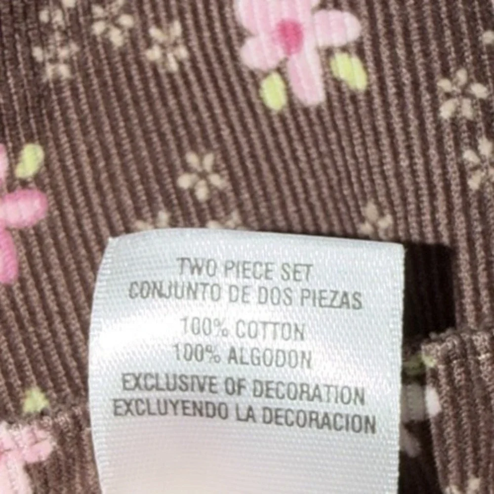 Vtg‎ Carters Baby Floral Bubble Romper Overalls Brown Corduroy 3 Months
